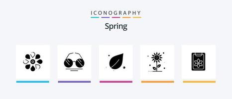 Spring Glyph 5 Icon Pack inklusive Blume. Natur. Feder. Blumen. Feder. kreatives Symboldesign vektor
