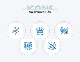 valentines dag blå ikon packa 5 ikon design. kärlek. kärlek säng. dekoration. kärlek. säng vektor