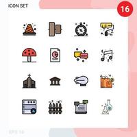 uppsättning av 16 modern ui ikoner symboler tecken för mat vält borsta kompass vält måla borsta redigerbar kreativ vektor design element