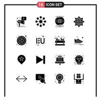 modern uppsättning av 16 fast glyfer och symboler sådan som Nästa värld uppfattning preferens browser redigerbar vektor design element