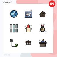 Satz von 9 modernen ui-Symbolen Symbole Zeichen für Pediküre Layout Konstruktion Bildbearbeitung editierbare Vektordesign-Elemente vektor