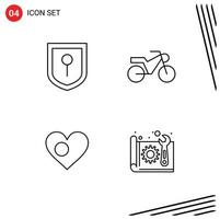 Gruppe von 4 gefüllten flachen Farben Zeichen und Symbolen für Standort Architektur Motorrad Bangladesch Bau editierbare Vektordesign-Elemente vektor