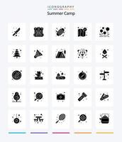 Creative Summer Camp 25 Glyph Solid Black Icon Pack wie Survival. Wald. Ausrüstung. Camping. Lage vektor