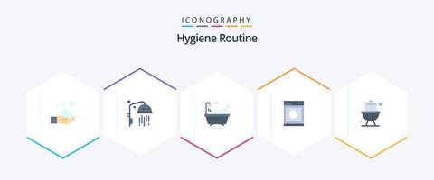 Hygieneroutine 25 Flat Icon Pack inklusive. . Maschine. Waschraum. Reinigung vektor