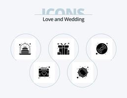 bröllop glyf ikon packa 5 ikon design. musik. disk. gåva. överraskning. gåva vektor