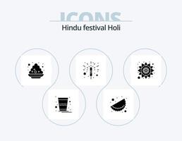 Holi-Glyphen-Icon-Pack 5-Icon-Design. . Muster. Platte. Indien. Feuerwerk vektor