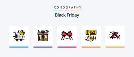 Black Friday Line Filled 5 Icon Pack inklusive Sale. Zeichen. Kaufen. Verkauf. Freitag. kreatives Symboldesign vektor