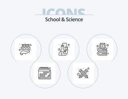 Schule und Wissenschaft Linie Icon Pack 5 Icon Design. Tod. Hinweis. lernen. Physik vektor
