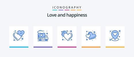 Love Blue 5 Icon Pack inklusive Herz. gestalten. Feuer. Liebe. Liebe. kreatives Symboldesign vektor