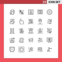 moderner Satz von 25 Linien und Symbolen wie bearbeitbare Vektordesign-Elemente für mobile Apps mit Dessert-Telefonmedaille vektor