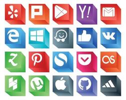 20 social media ikon packa Inklusive ficka Pinterest post zooverktyg tycka om vektor