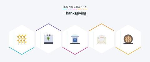 Thanksgiving 25 Flat Icon Pack inklusive Nachricht. Umschlag. Blatt. Gruppe. Halloween vektor