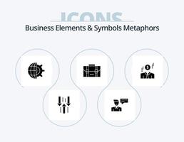 företag element och symboler metaforer glyf ikon packa 5 ikon design. kontor. väska. man. ryggsäck. miljö vektor