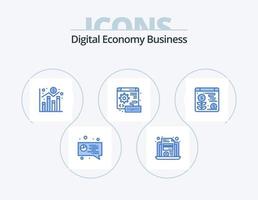 digitale Wirtschaft Business Blue Icon Pack 5 Icon Design. Pflanze, Anlage. Netz. Diagramm. Ausrüstung. Netz vektor