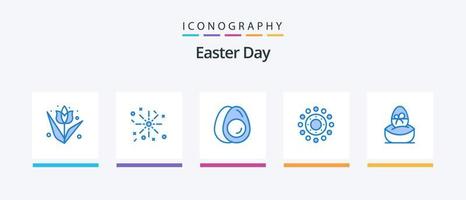 Easter Blue 5 Icon Pack inklusive Ostern. Geschenk. Eier. Ostern. Feder. kreatives Symboldesign vektor
