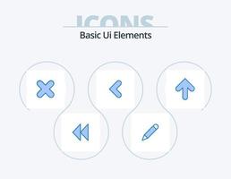 grundläggande ui element blå ikon packa 5 ikon design. pil. vänster. radera. bakord. pil vektor
