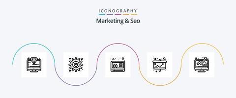 Marketing und SEO Line 5 Icon Pack inklusive Marketing. Statistik. Marketing. Präsentation. Diagramm vektor