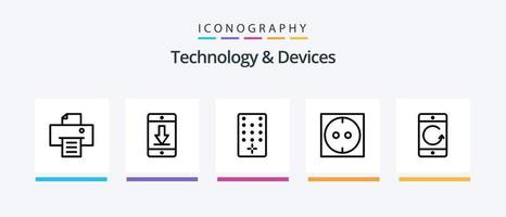 enheter linje 5 ikon packa Inklusive mobiltelefon. typ. pil. tangentbord. mobil. kreativ ikoner design vektor