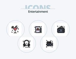Unterhaltungslinie gefüllt Icon Pack 5 Icon Design. Tick. takt. Stern. Stk. Bildschirm vektor