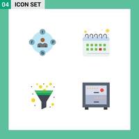Stock Vector Icon Pack mit 4 Zeilen Zeichen und Symbolen für Social Media Filter Media Uhr sortieren bearbeitbare Vektordesign-Elemente