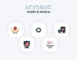 Gesundheit und medizinisches flaches Icon-Pack 5-Icon-Design. . medizinisch. Medizin. Krankenwagen. Auge vektor