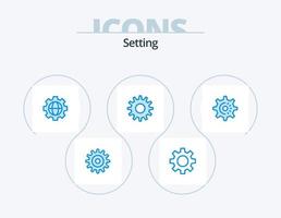 Einstellen des blauen Icon-Packs 5-Icon-Design. . Idee. Globus. Einstellung. Zahn vektor