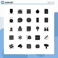 Gruppe von 25 soliden Glyphenzeichen und Symbolen für Schlüsselhände E-Commerce-Analytik China editierbare Vektordesign-Elemente vektor