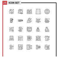 25 kreative Symbole moderne Zeichen und Symbole der Kochweise Geschenkbox Straßenprofil editierbare Vektordesign-Elemente vektor