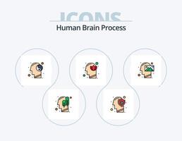 mänsklig hjärna bearbeta linje fylld ikon packa 5 ikon design. tillväxt. investering. sinne. mänsklig. sinne vektor