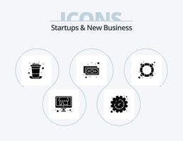 Startups und neue Business-Glyphen-Icon-Pack 5-Icon-Design. Kontakt. Geld. brechen. Kasse. Zeit vektor