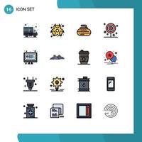 satz von 16 modernen ui symbolen symbole zeichen für computer essen schüsseln trinken frühstück editierbare kreative vektordesignelemente vektor