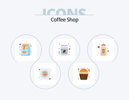 Café-Flachbild-Icon-Pack 5-Icon-Design. Dienen. Tasse. Muffins süß. Kaffeetasse. Getränk vektor