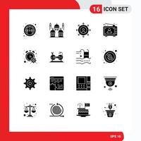 Gruppe von 16 soliden Glyphen Zeichen und Symbolen für Counter Man beten Werbeanzeige editierbare Vektordesign-Elemente vektor