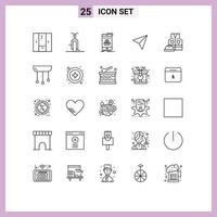 Aktienvektor-Icon-Pack mit 25 Zeilenzeichen und Symbolen für Arbeitsjacken-Sets Transport Instagram Smartphone editierbare Vektordesign-Elemente vektor