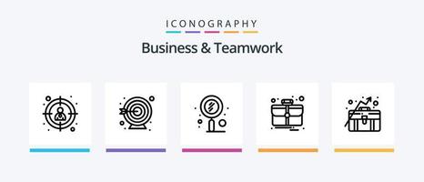 företag och lagarbete linje 5 ikon packa Inklusive användare. människor. pyramid. grupp. strategi. kreativ ikoner design vektor