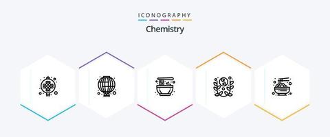 kemi 25 linje ikon packa Inklusive Kina. yin yang. kinesiska. år. lunar vektor
