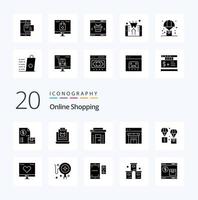 20 onsolid glyph shopping solid glyph icon pack like shopping online shop shop ecommerce vektor