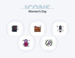 kvinnor dag linje fylld ikon packa 5 ikon design. anställd. väska. dag. rättvisa. feminism vektor