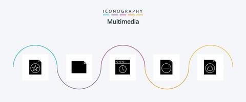 Multimedia Glyph 5 Icon Pack inklusive . Mac. Datei. Wolke vektor
