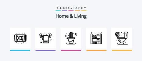 Home and Living Line 5 Icon Pack inklusive . Klumpen. Pflanze, Anlage. Leben. Panzer. kreatives Symboldesign vektor