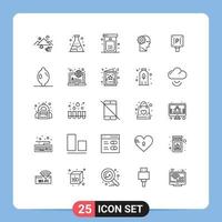 Stock Vector Icon Pack mit 25 Zeilenzeichen und Symbolen für das Parken Lernbad Prozess Toilette editierbare Vektordesign-Elemente