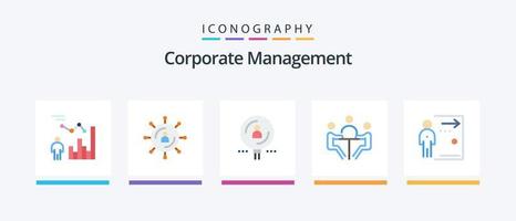 företags- förvaltning platt 5 ikon packa Inklusive konferens. företag. nätverk. rekrytering. förstoringsglas. kreativ ikoner design vektor