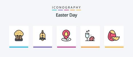 påsk linje fylld 5 ikon packa Inklusive . påsk. påsk. ägg. ägg. kreativ ikoner design vektor