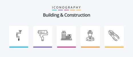 Building and Construction Line 5 Icon Pack inklusive Farbe. Verkauf. Heber. Gabelstapler. kreatives Symboldesign vektor