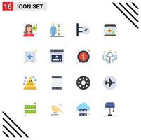 Aktienvektor-Icon-Pack mit 16 Linienzeichen und Symbolen für Richtungstank medizinischer Fisch nach Hause editierbares Paket kreativer Vektordesign-Elemente vektor