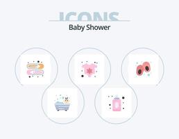 Baby-Dusche-Flat-Icon-Pack 5 Icon-Design. . Schuhe. Kinder. Linie. neugeboren vektor