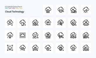 25 Cloud-Technologie-Line-Icon-Pack vektor