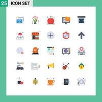 Stock Vector Icon Pack mit 25 Zeilen Zeichen und Symbolen für Interface Screen Cooking Monitor Archive editierbare Vektordesign-Elemente