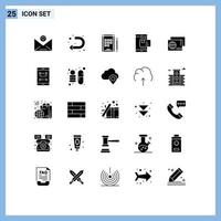 satz von 25 modernen ui-symbolen symbole zeichen für reisepass identitätsnotizbuch einkaufen zahlung editierbare vektordesignelemente vektor