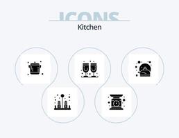 kök glyf ikon packa 5 ikon design. . te. kök. pott. juice glas vektor